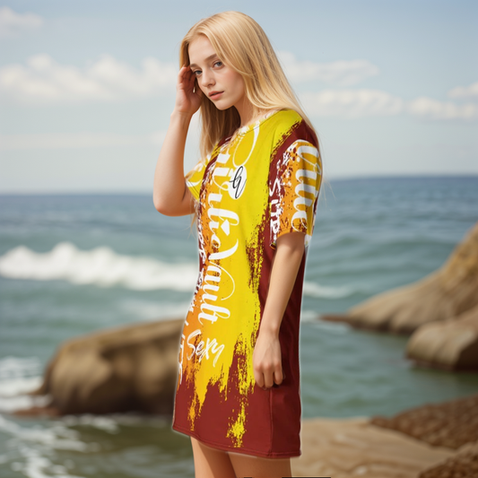Brown Yellow Summers T-shirt Dress