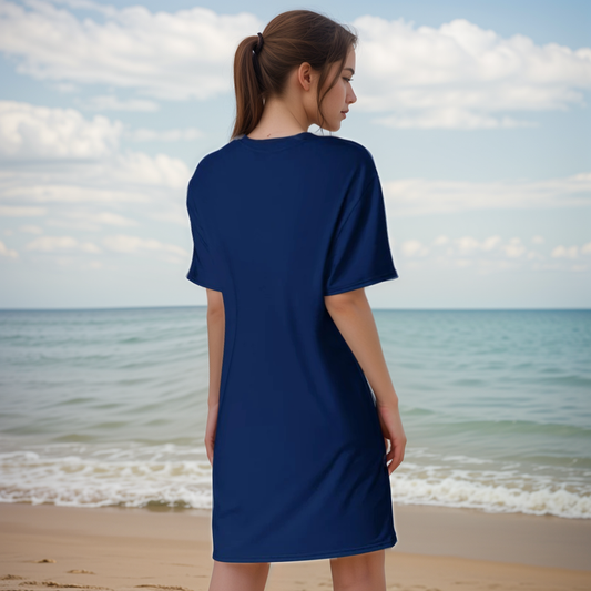 Blue Dark Coloured T-shirt Dress