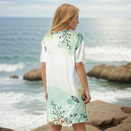 Floral Gray T-shirt Dress