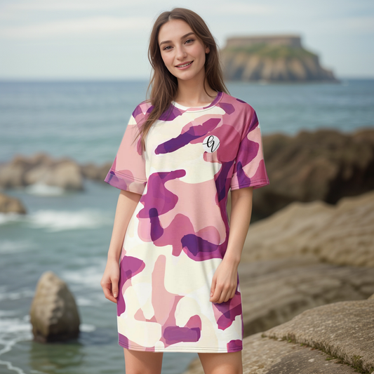 Drape Floral T-shirt Dress