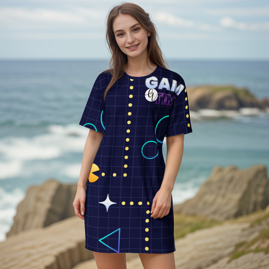 Game Patterned T-shirt Dress