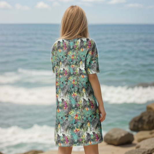 Multicolored Crossover T-shirt Dress