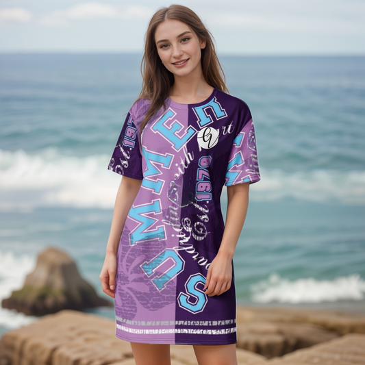 Purple Letters T-shirt Dress