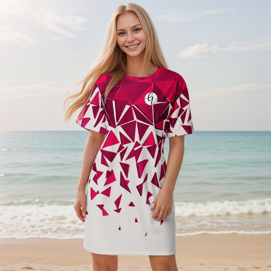 Red Ruby Mosaic T-shirt Dress