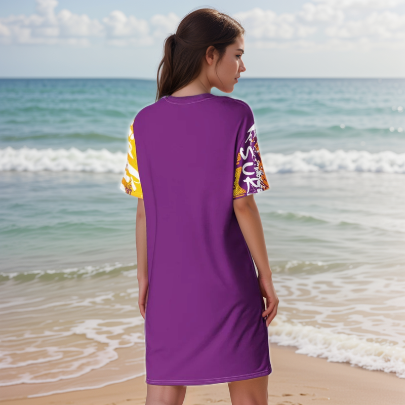 Purple Yellow T-shirt Dress