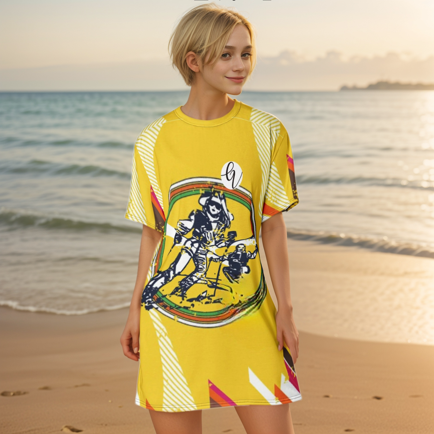 Yellow Skating Girl T-shirt Dress