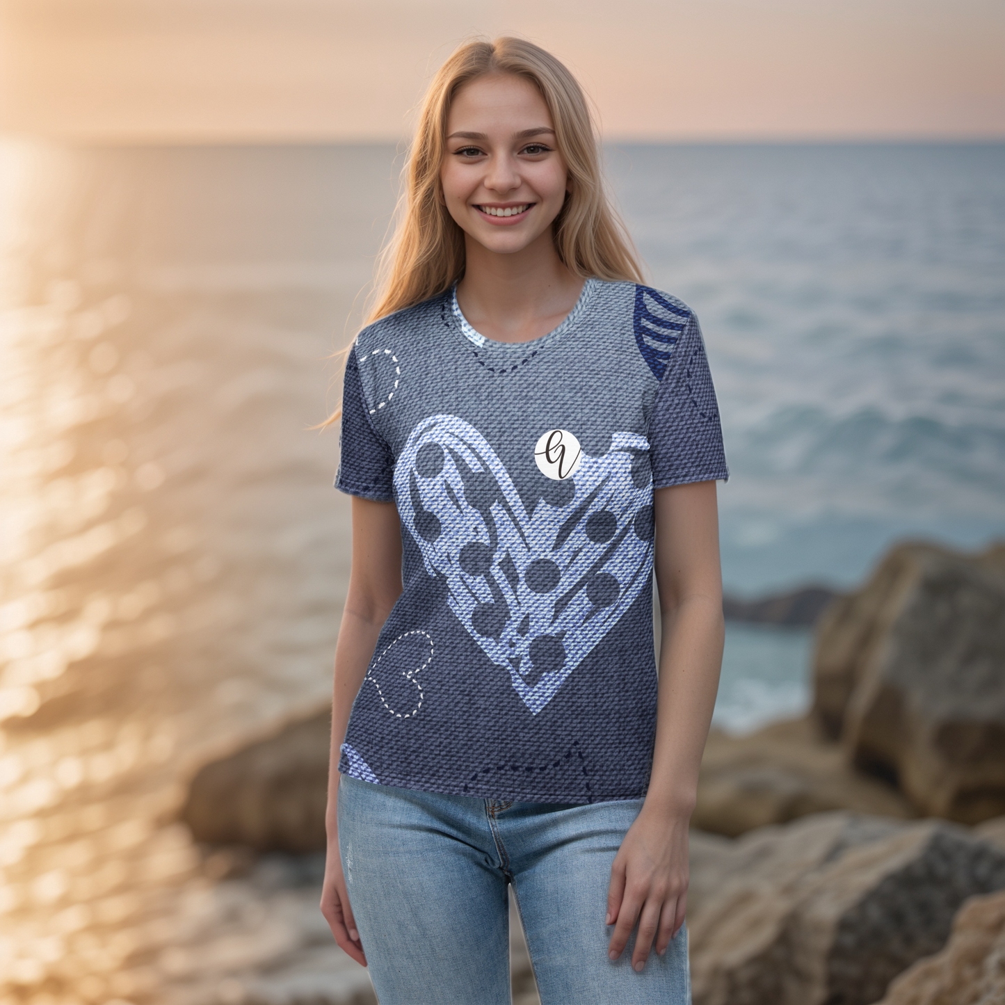 Grey Heart Floral T-shirt