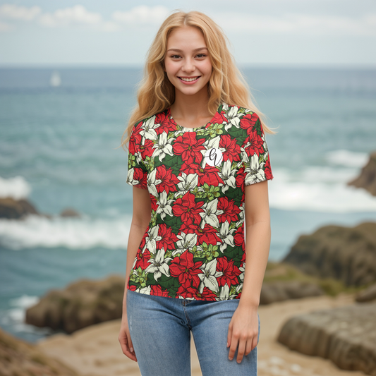 Red Color Floral T-shirt
