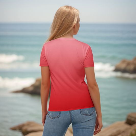 Red In Gradient Colored T-shirt