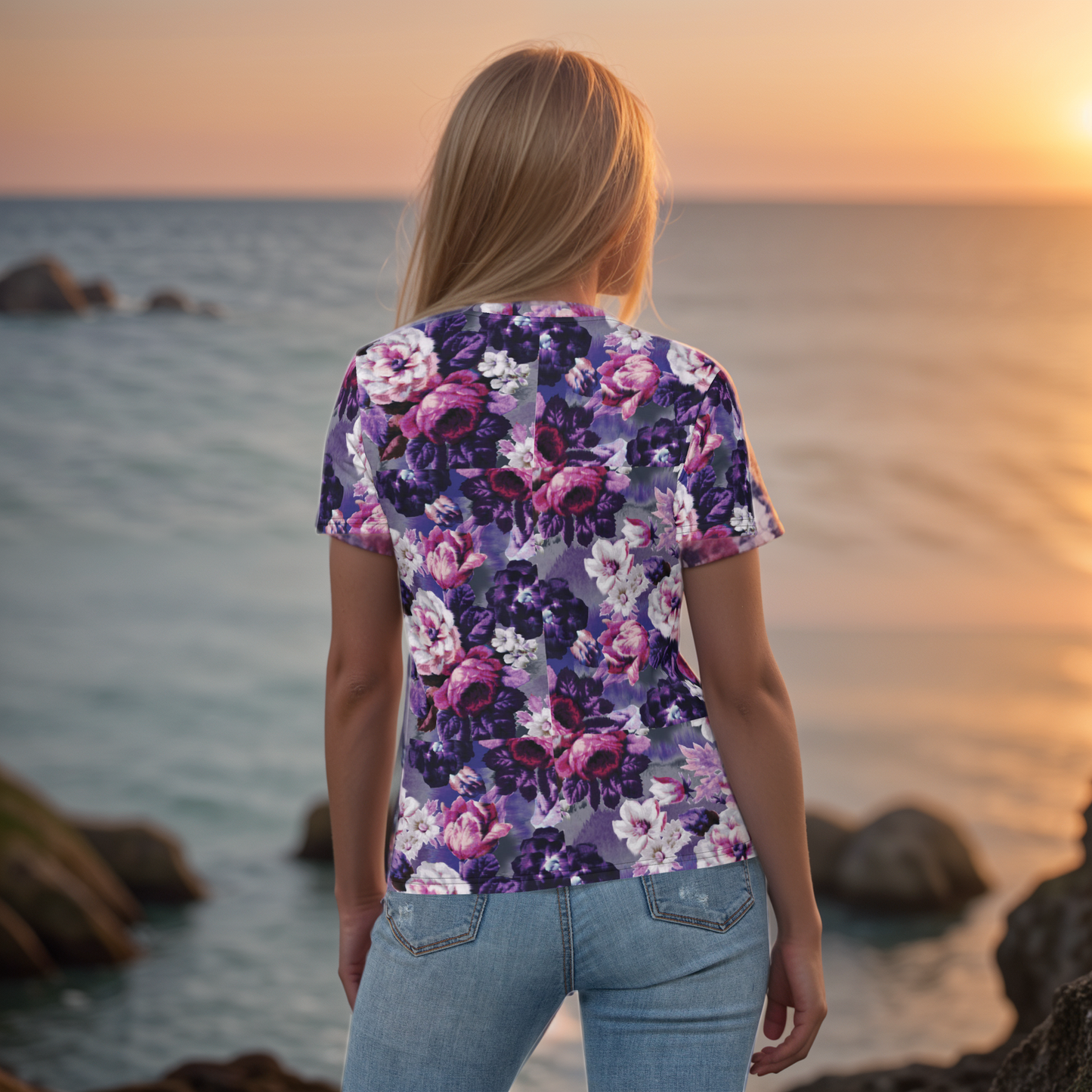 Purple White Flowers T-shirt