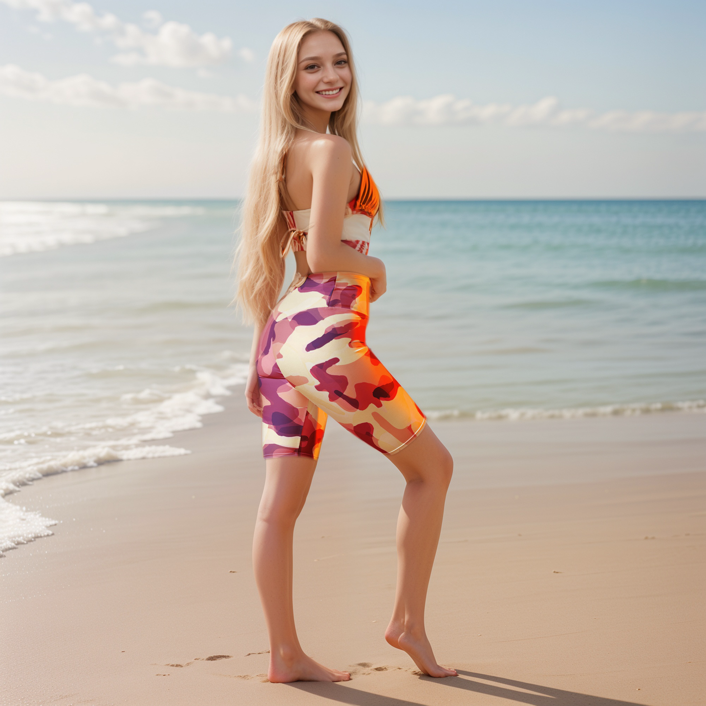 Drape Floral Biker Shorts