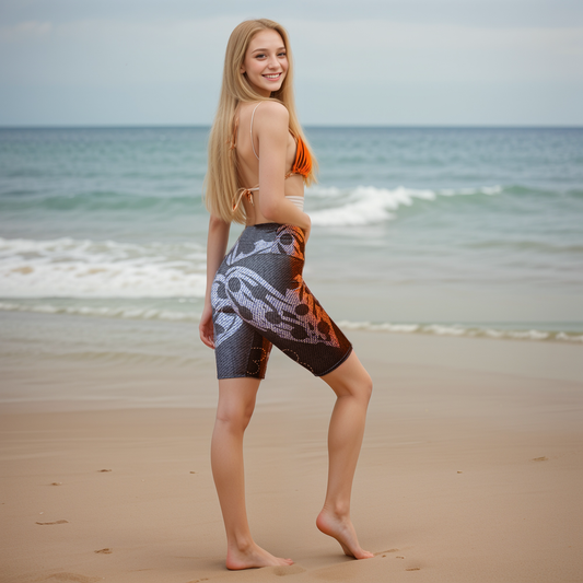 Grey Heart Floral Biker Shorts