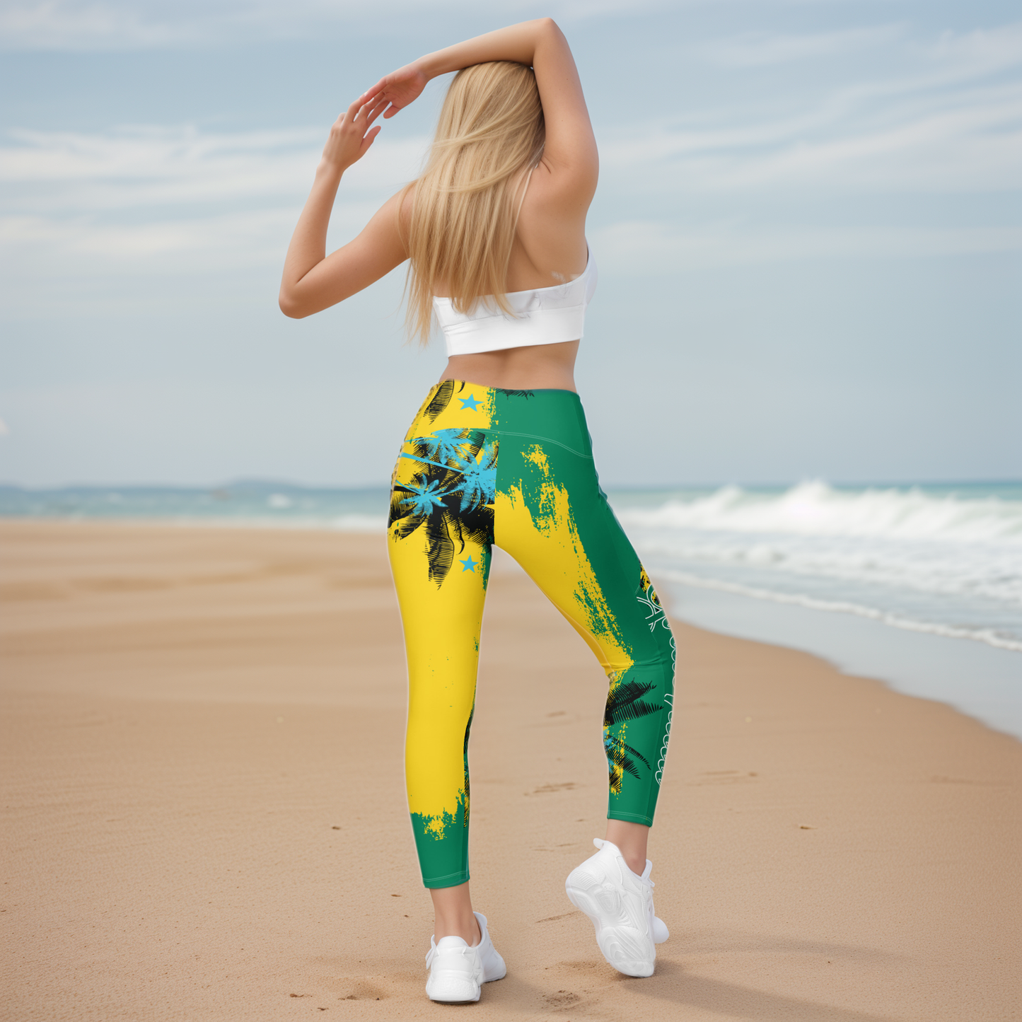 Girlie Vault Green -Yellow Leggings with pockets