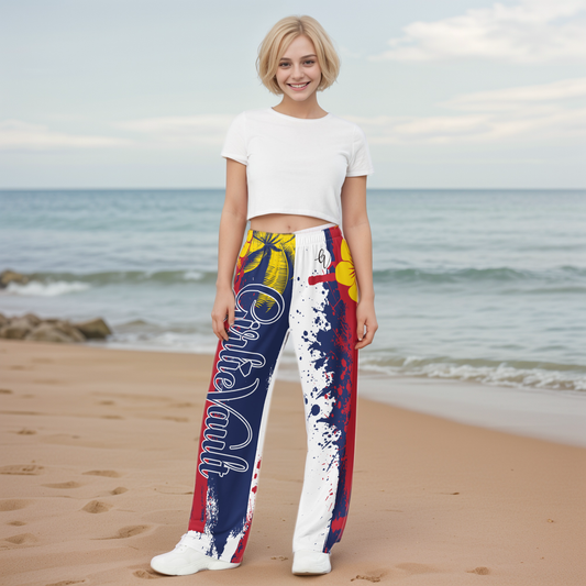 GirlieVault Blue Red wide-leg pants