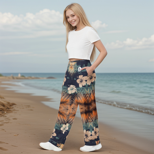 Faded Color Wide Leg Pants