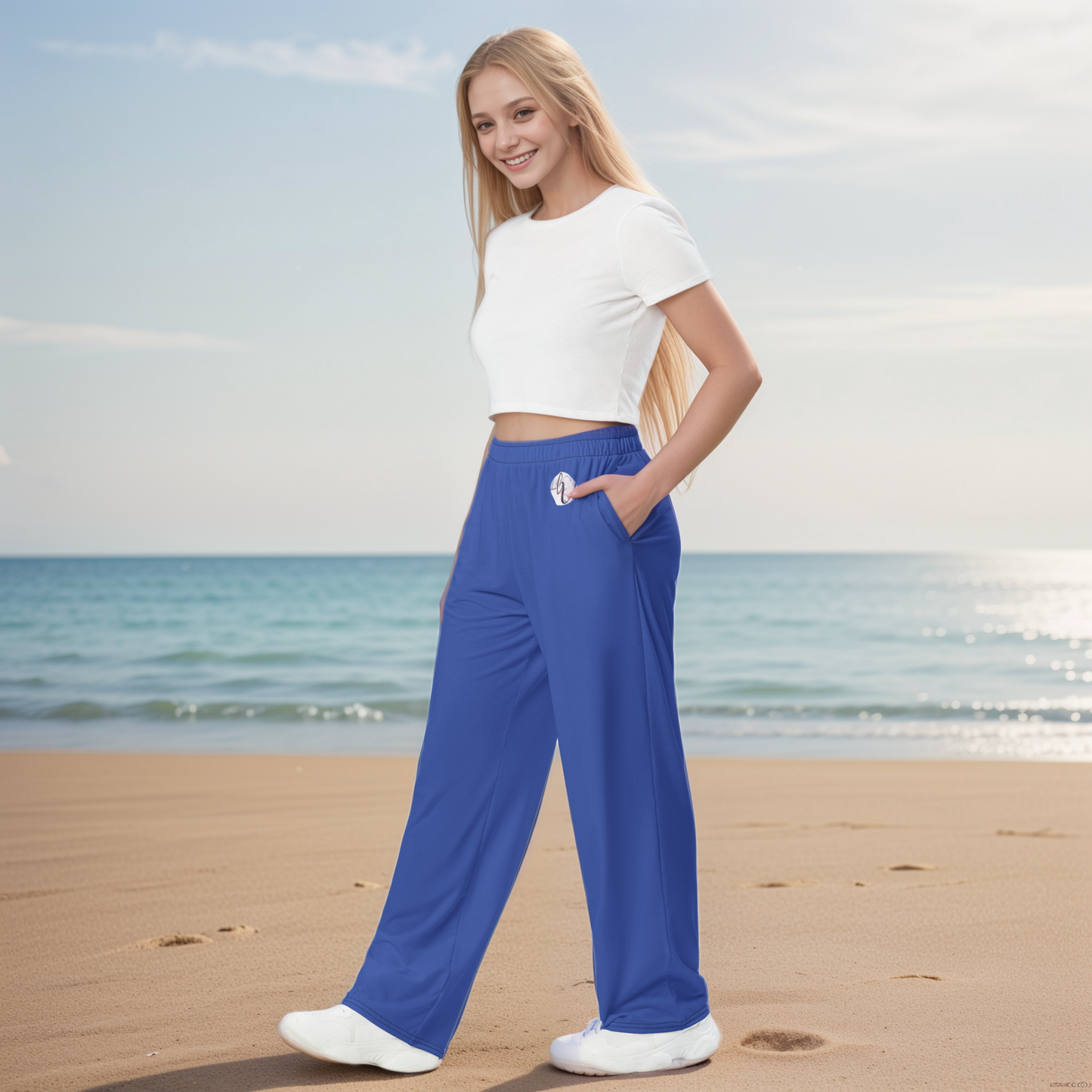 Blue Colored Wide Leg Pants