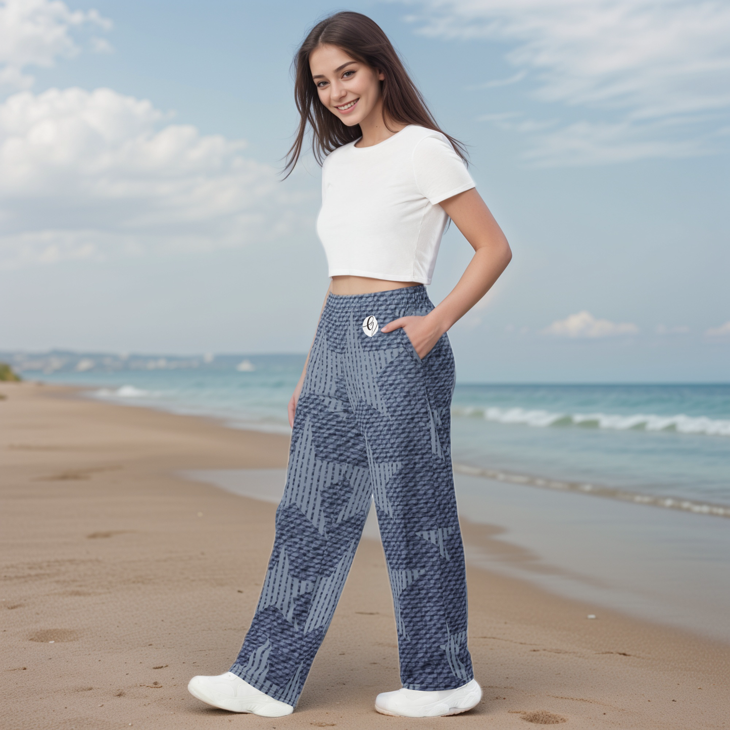 Grey Stars Wide Leg Pants