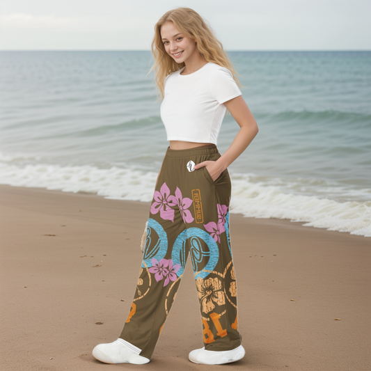 Brown Flowers Wide Leg Pants