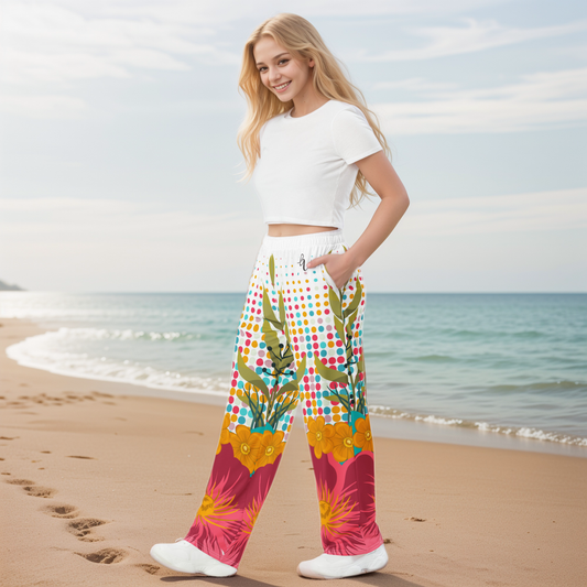 Floral frame Wide-leg pants