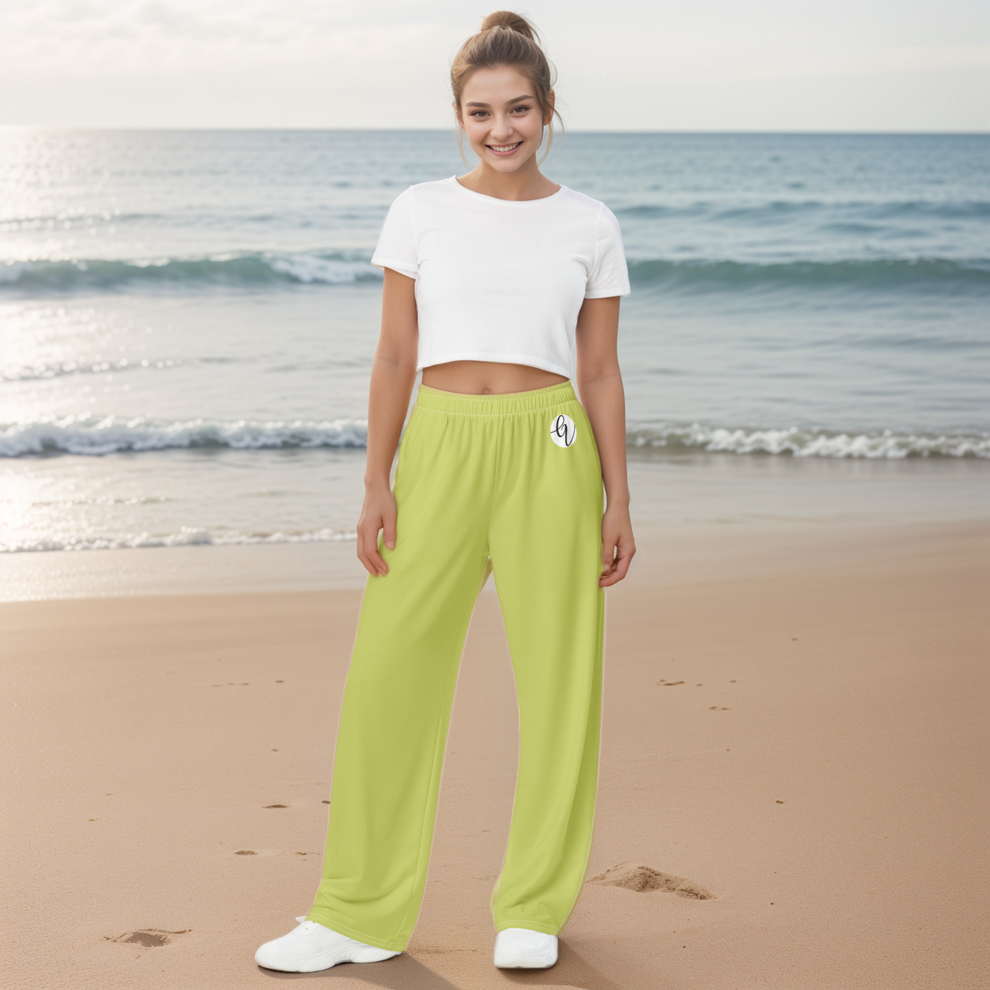 Green Colored Wide Leg Pants