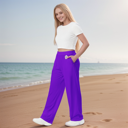 Dark Purple Colored Wide Leg Pants
