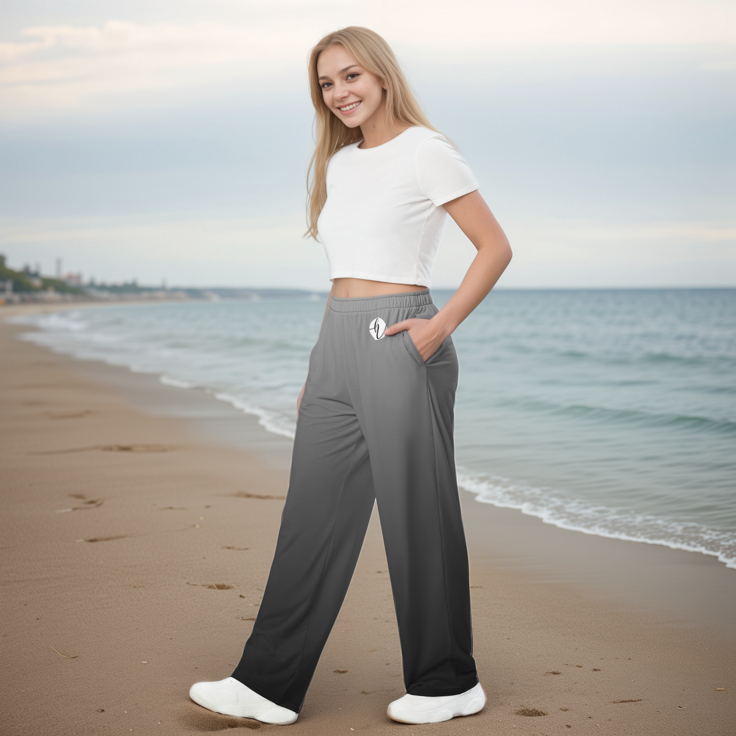 Grey Colored Wide Leg Pants