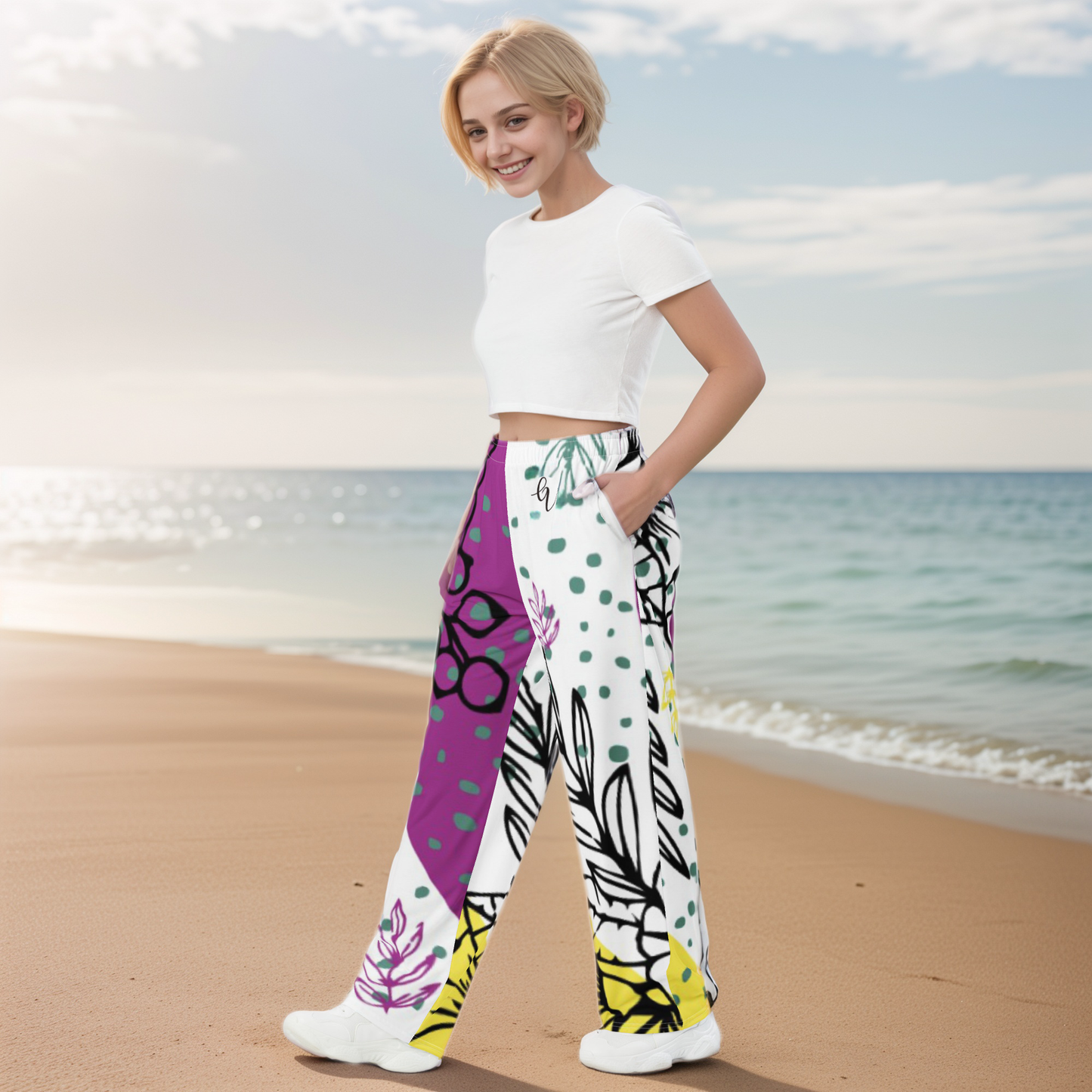 Ditzy Plum Wide Leg Pants