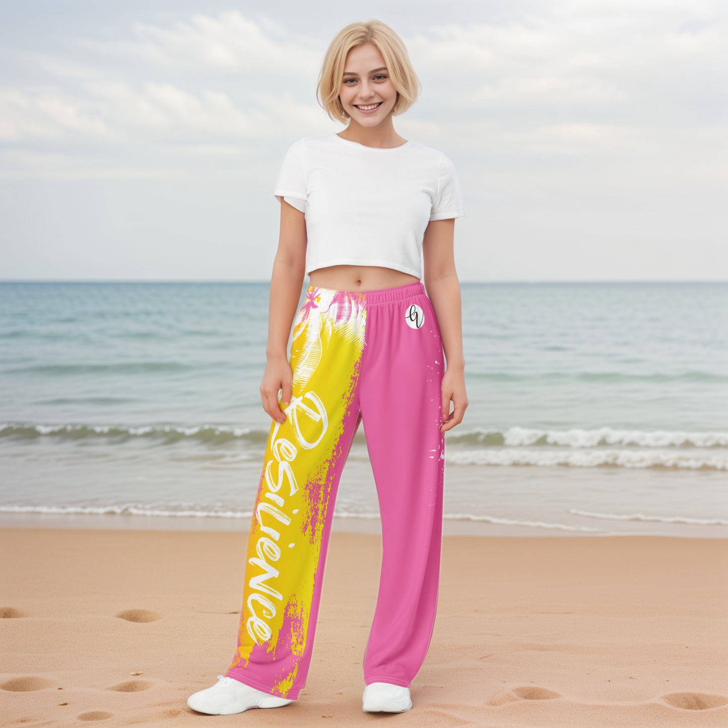 Yellow Pink Wide-Leg Pants