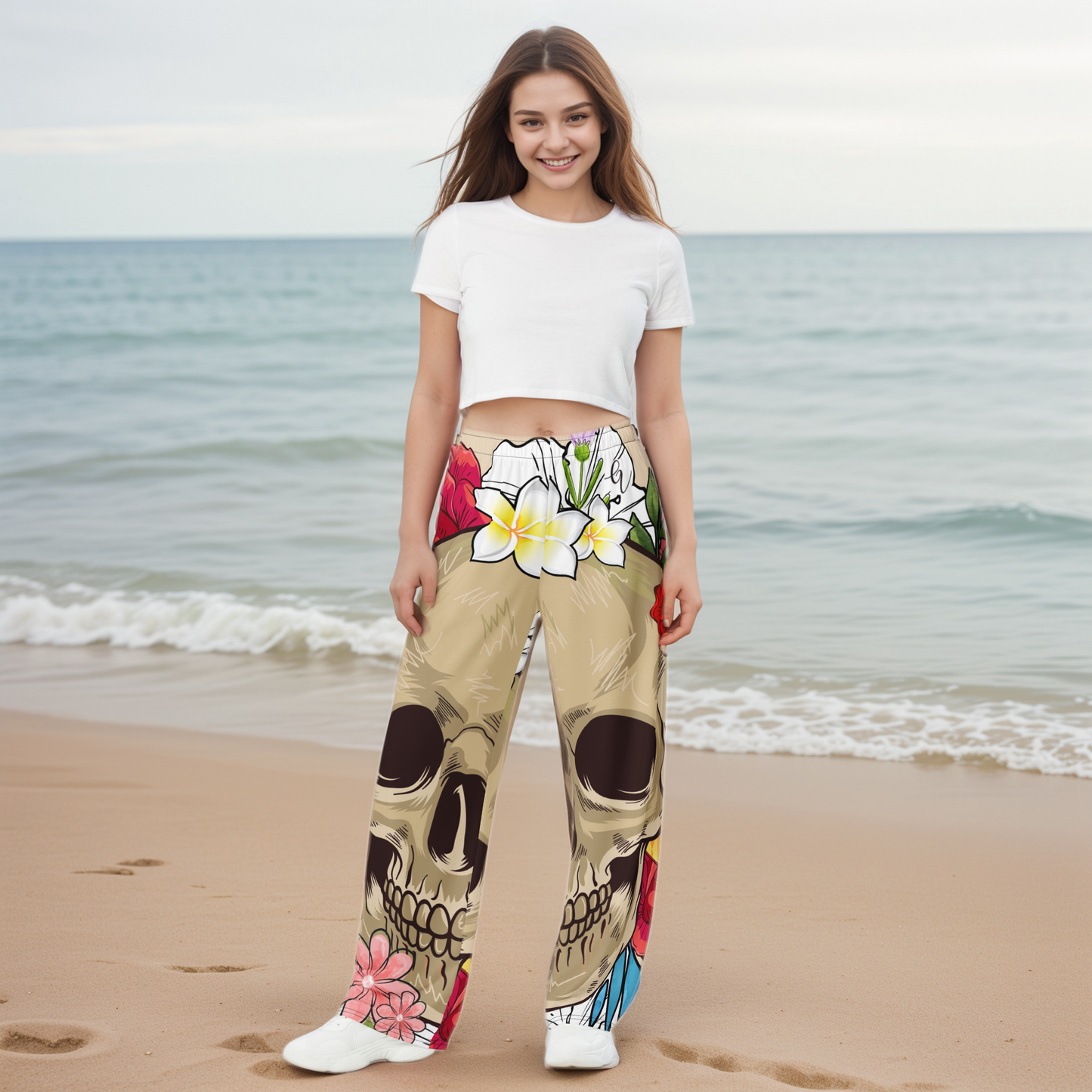 Skeletal Wide-Leg Pants