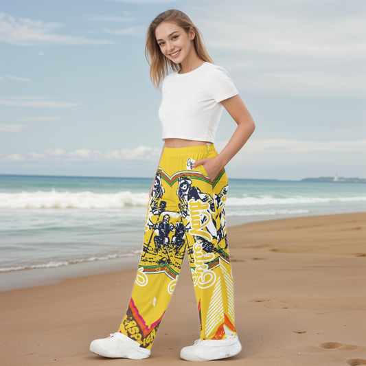 Yellow Skating Girl Wide-Leg Pants