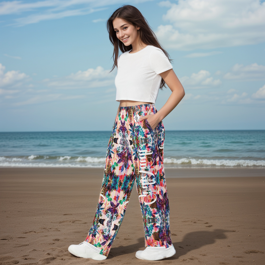 Multi colored Wide-leg pants
