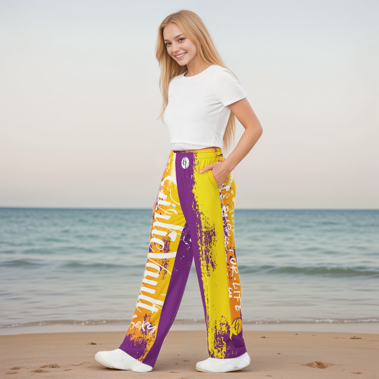 Purple Yellow SummersWide-Leg Pants