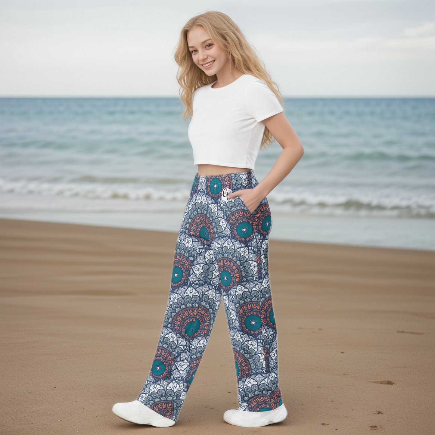 Mandala Print Wide Leg Pants