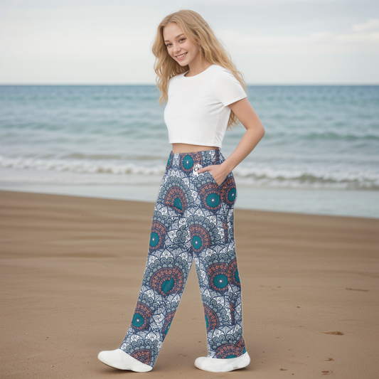 Mandala Print Wide Leg Pants