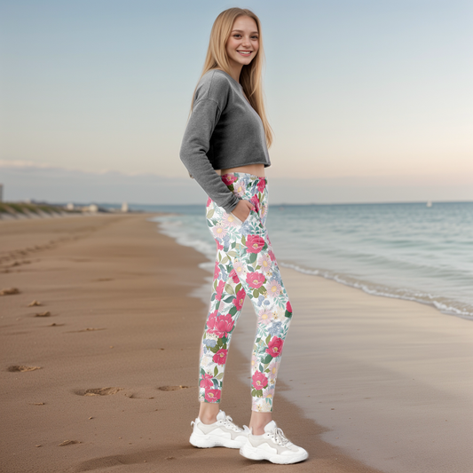 Iguana Green Peonies Joggers