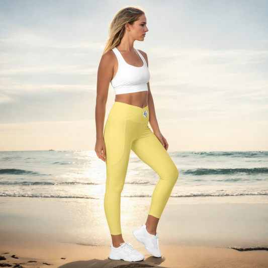 Yellow Colored Leggings Without Pockets
