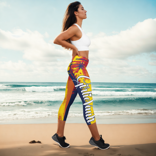 GirlieVault Yellow Capri Leggings