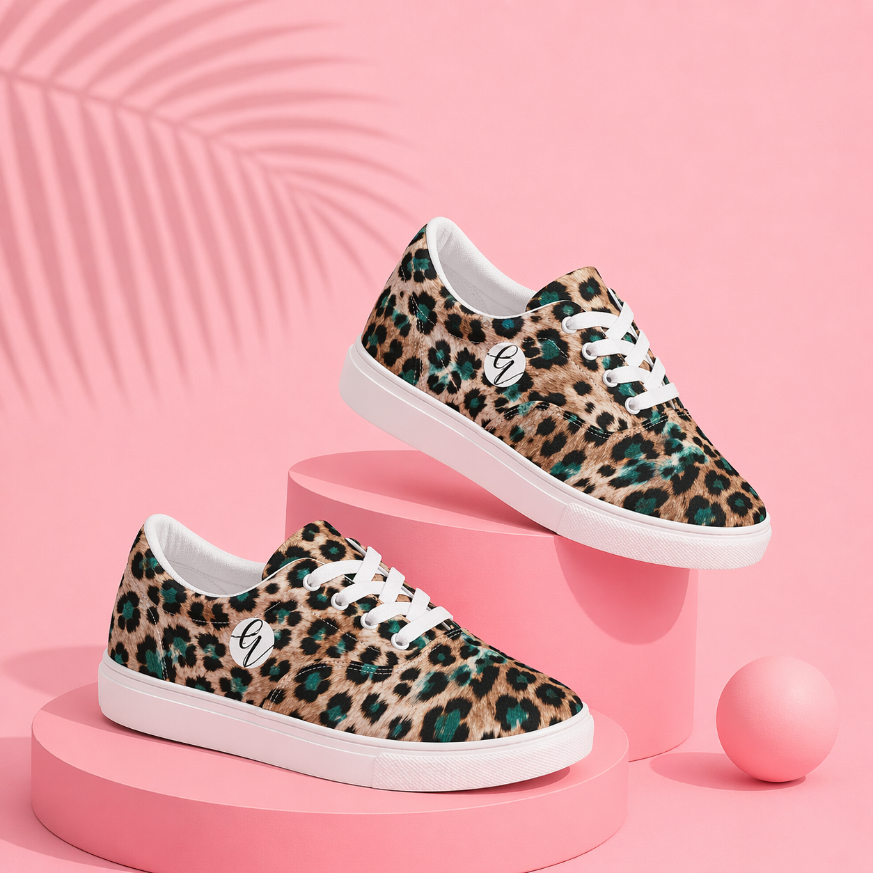 Jaguar Skin Lace-up Canvas Shoes