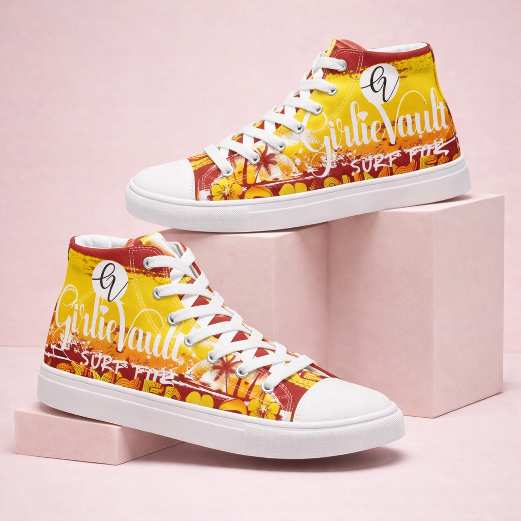 Brown Yellow Summers high top canvas shoes