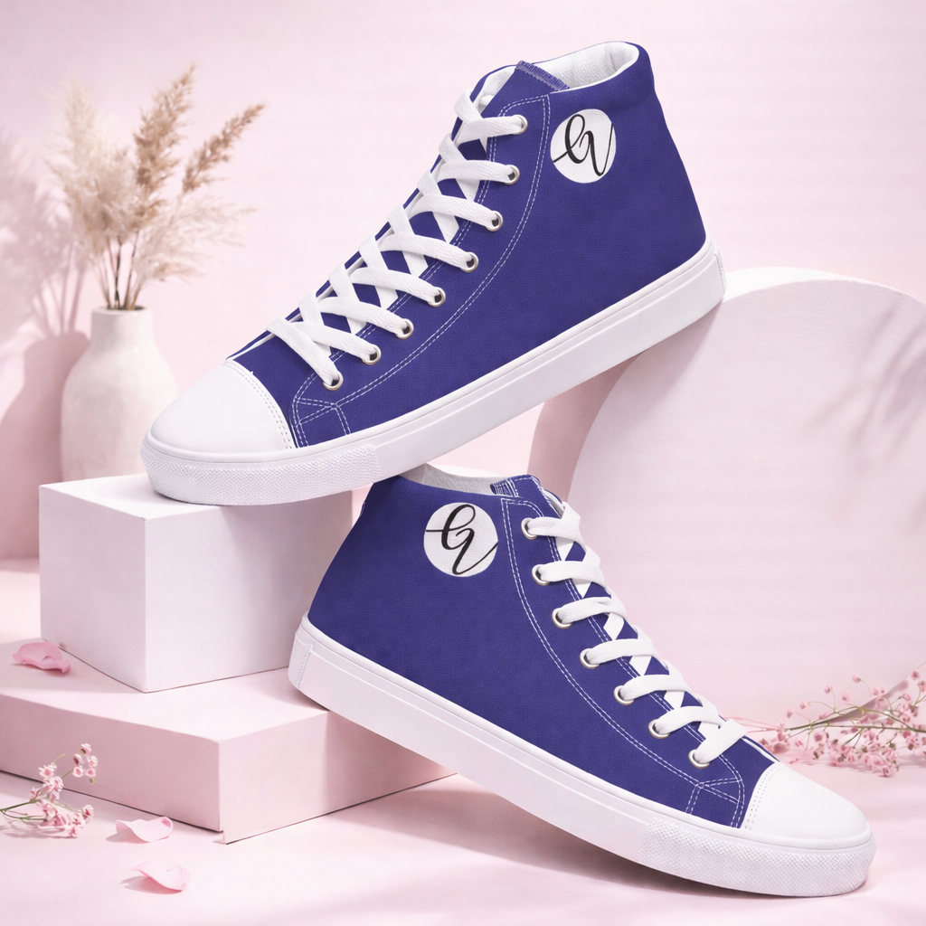 Dark Blue Colored high top canvas shoes