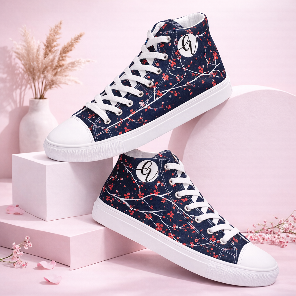 Blue Shades high top canvas shoes