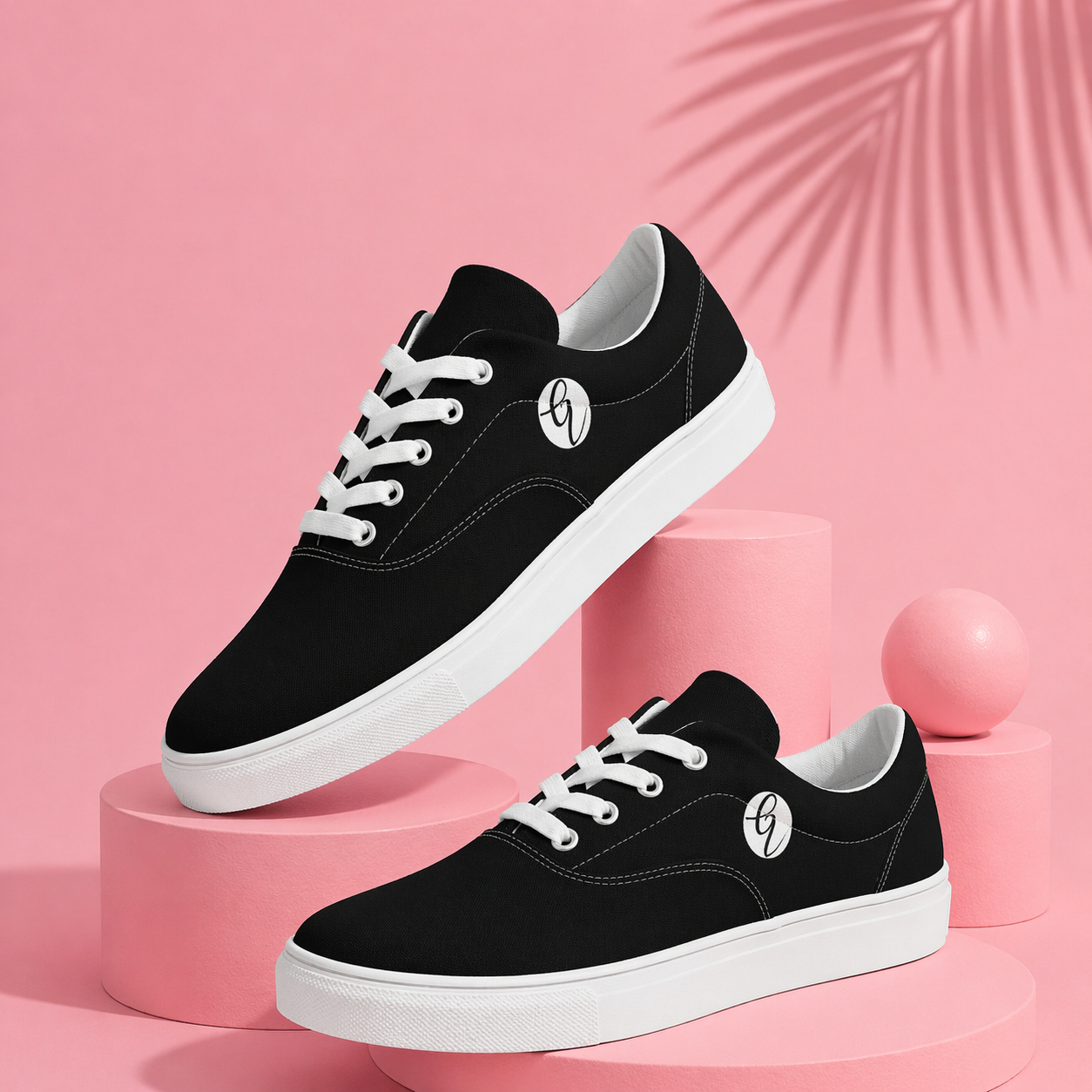 Black Colored Lace-up Canvas Shoes