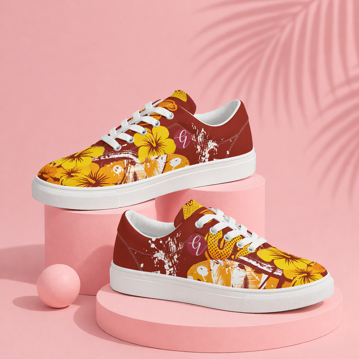 Brown Yellow Summers Lace-up Canvas Shoes
