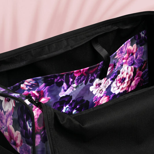 Purple White Flowers Duffle bag
