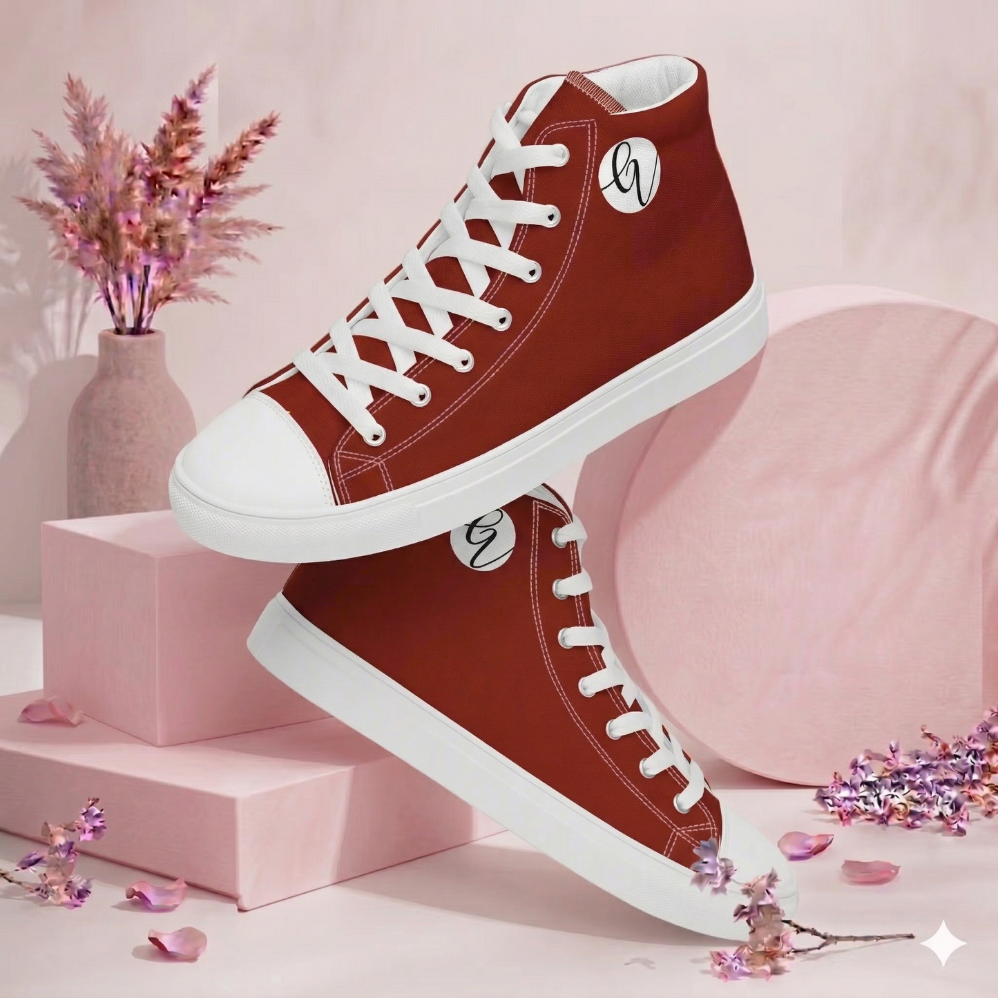 Dark Red Colored high top canvas shoes