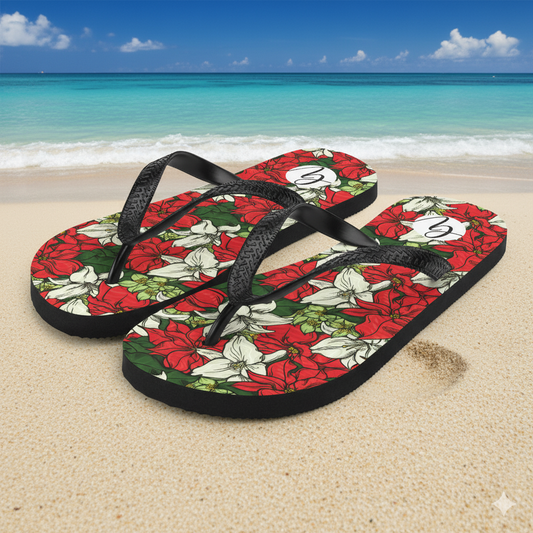 Red Color Floral Flip-Flops