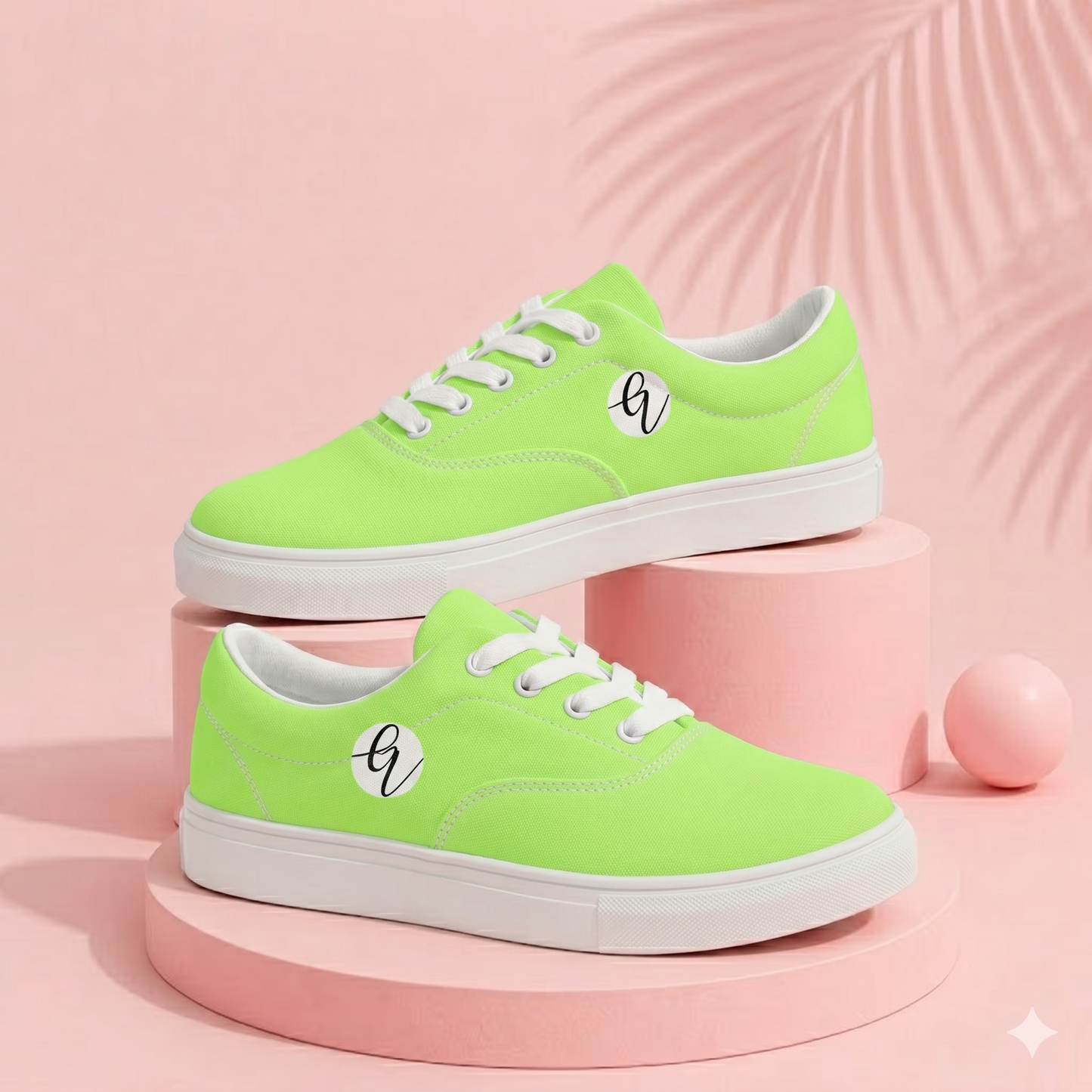 Neon Bright Green Lace-up Canvas Shoes
