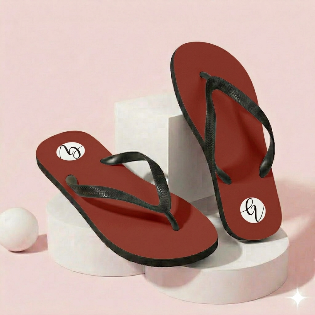 Dark Red Colored Flip-Flops
