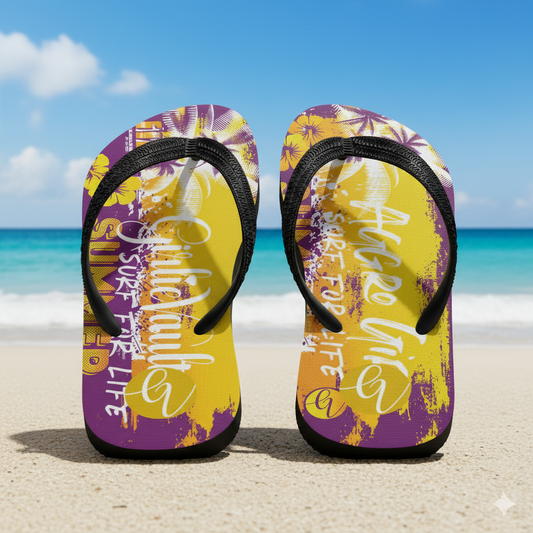 Purple yellow Flip-Flops