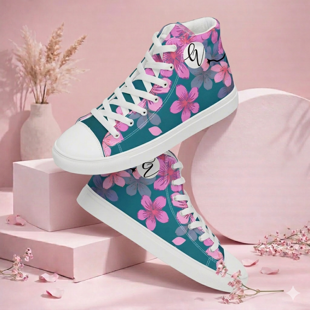 Cherry Blossom high top canvas shoes